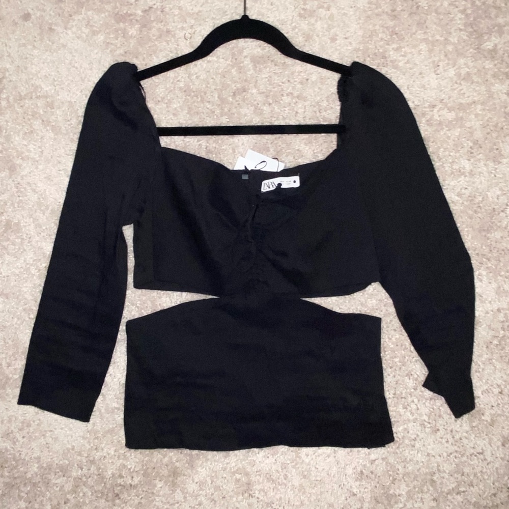 ZARA Black blouse with slits